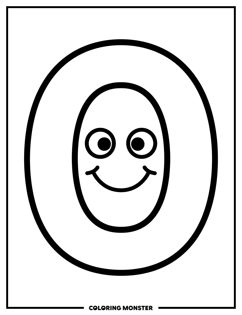 Friendly Number Zero Face Coloring Page