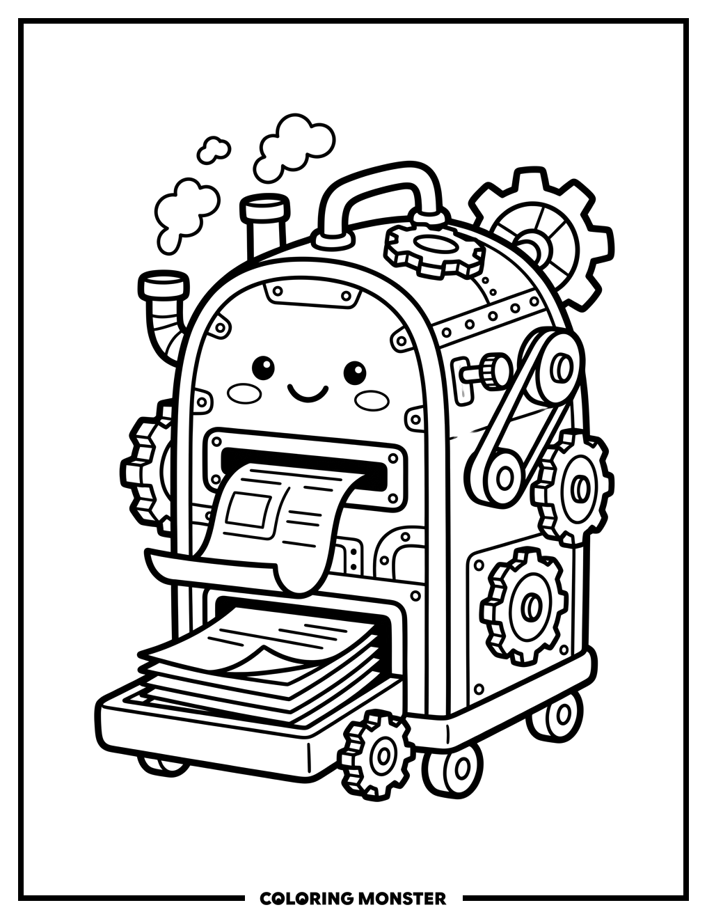 Friendly Printing Machine Coloring Page