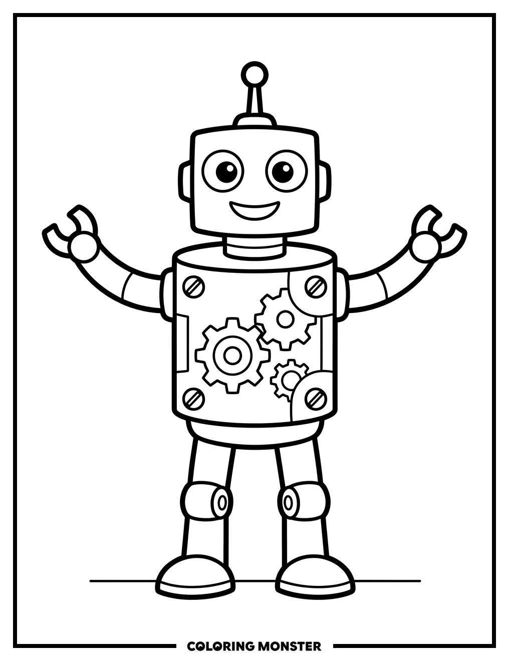 Friendly Robot Coloring Page