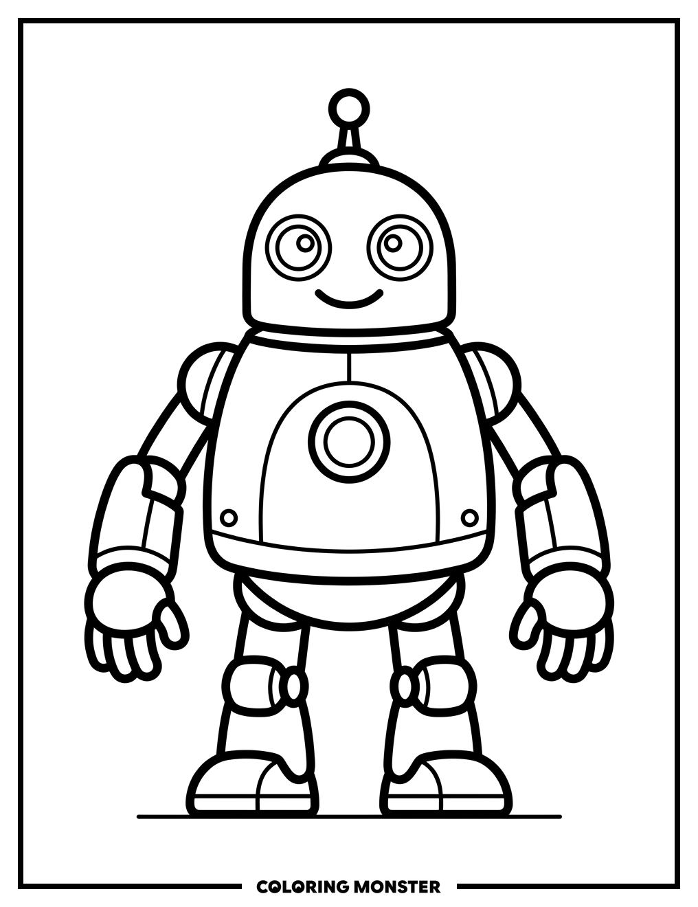 Friendly Robot Standing Proudly Coloring Page