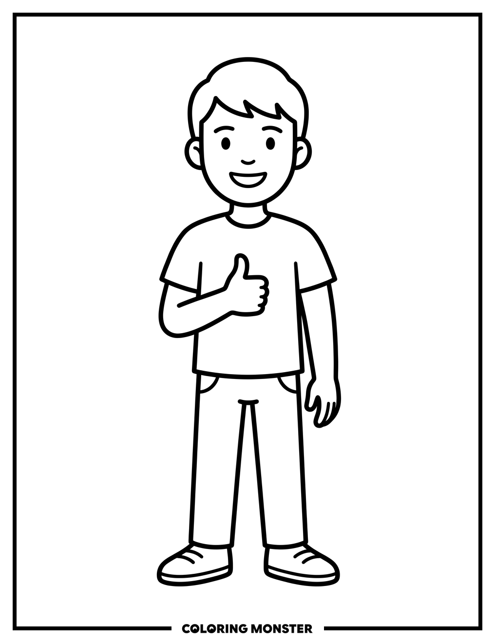 Friendly Roommate Giving Thumbs-Up Coloring Page