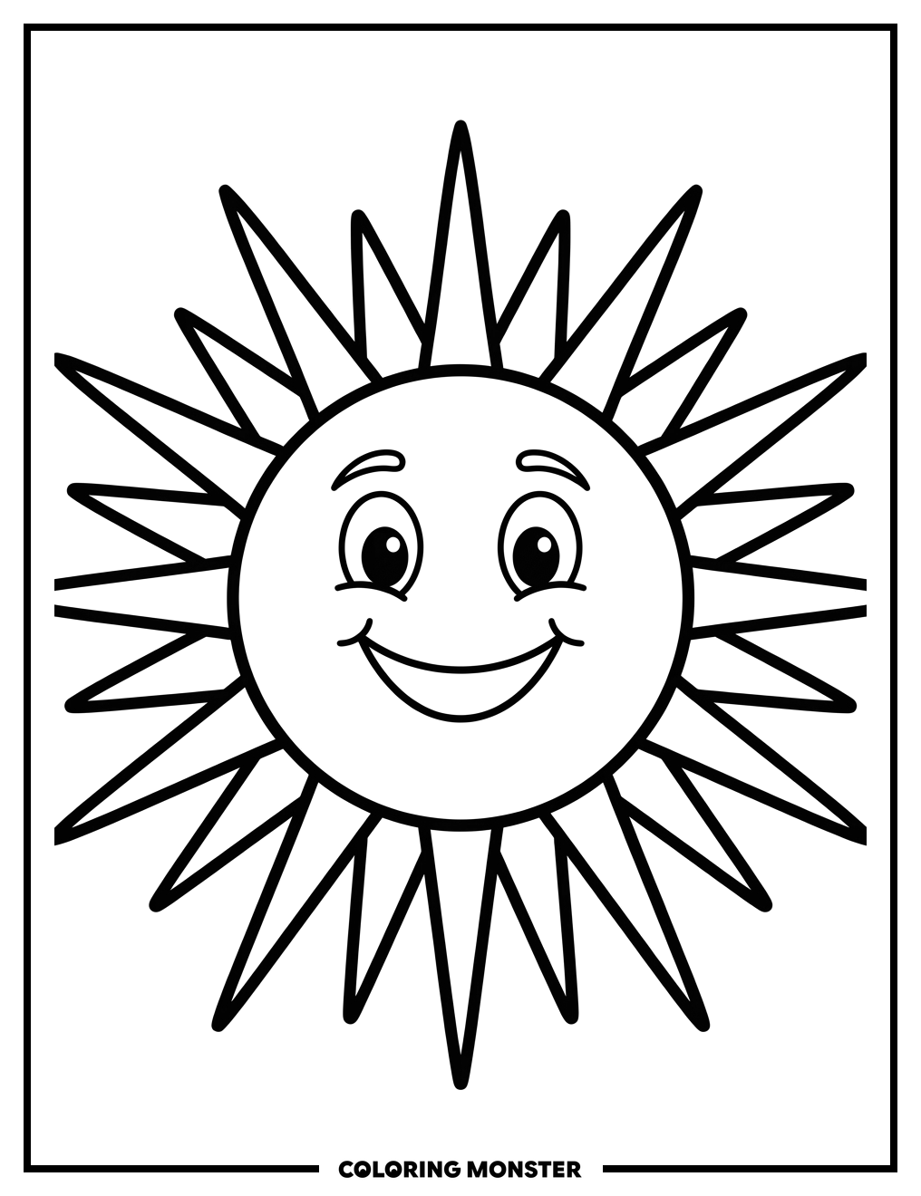 Friendly Smiling Sun Coloring Page
