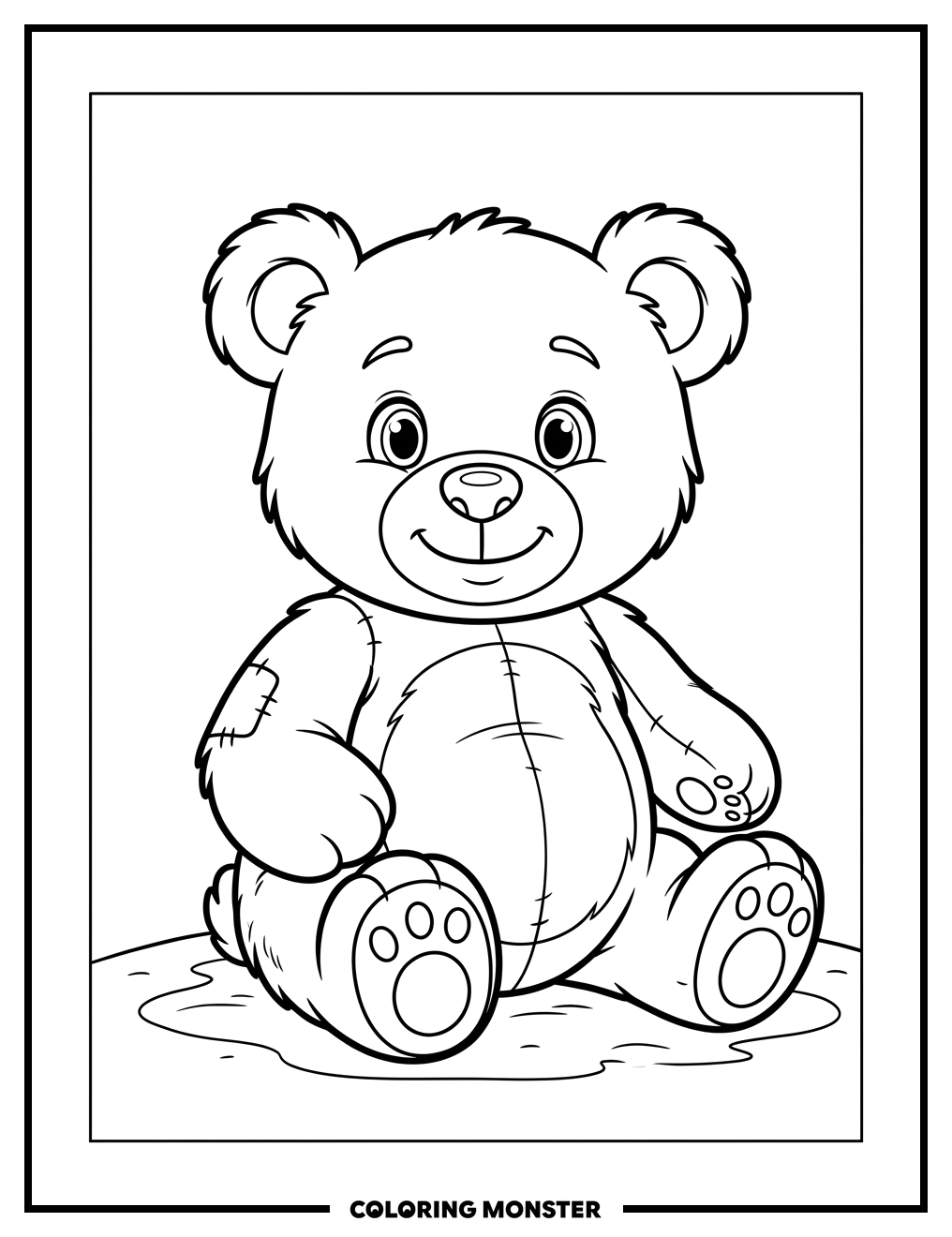 Friendly Teddy Bear Coloring Page