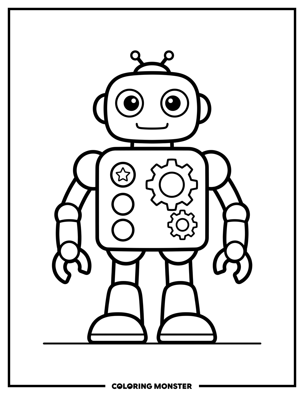 Friendly Toy Robot Coloring Page