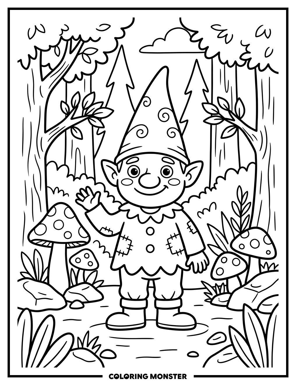 Friendly Troll in Forest Clearing Coloring Page