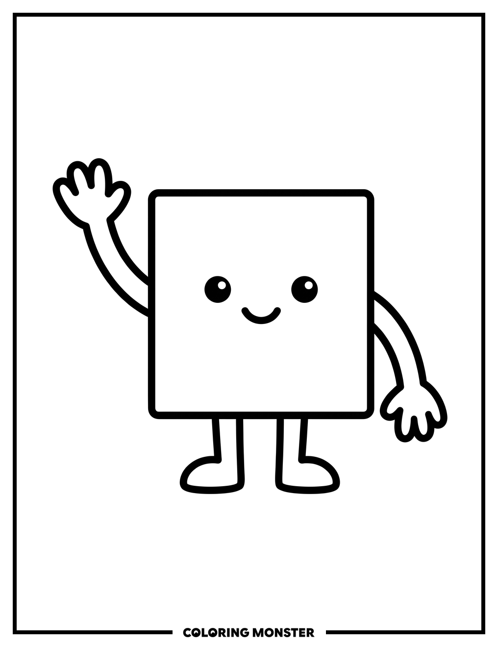 Friendly Waving Square Coloring Page