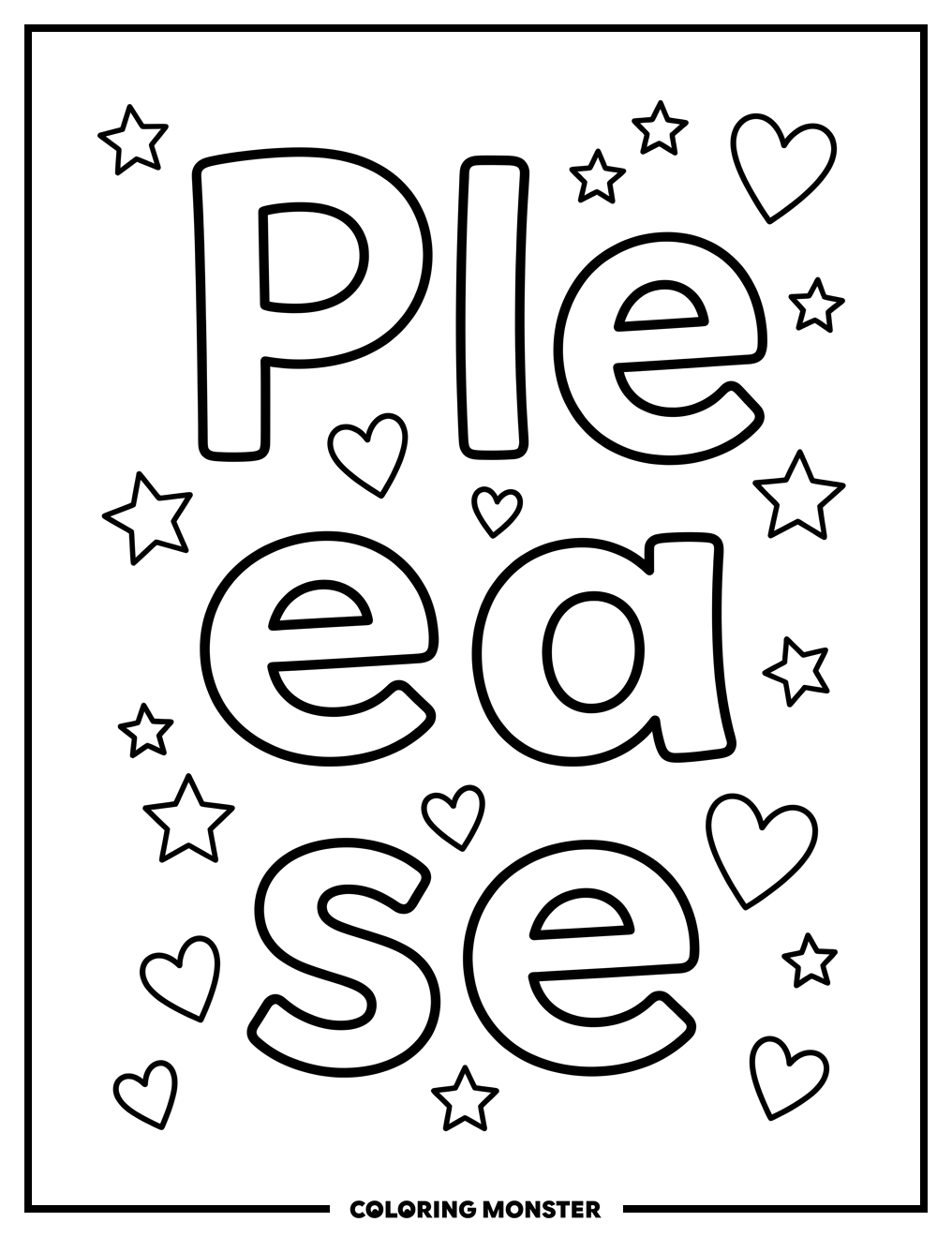Friendly Word 'Please' Coloring Page
