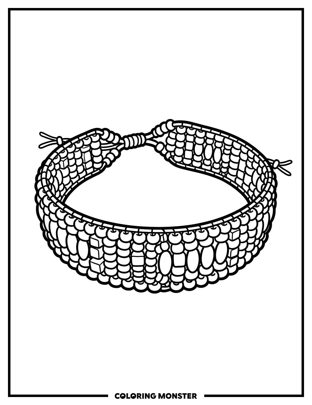 Friendship Bracelet with Colorful Beads Coloring Page