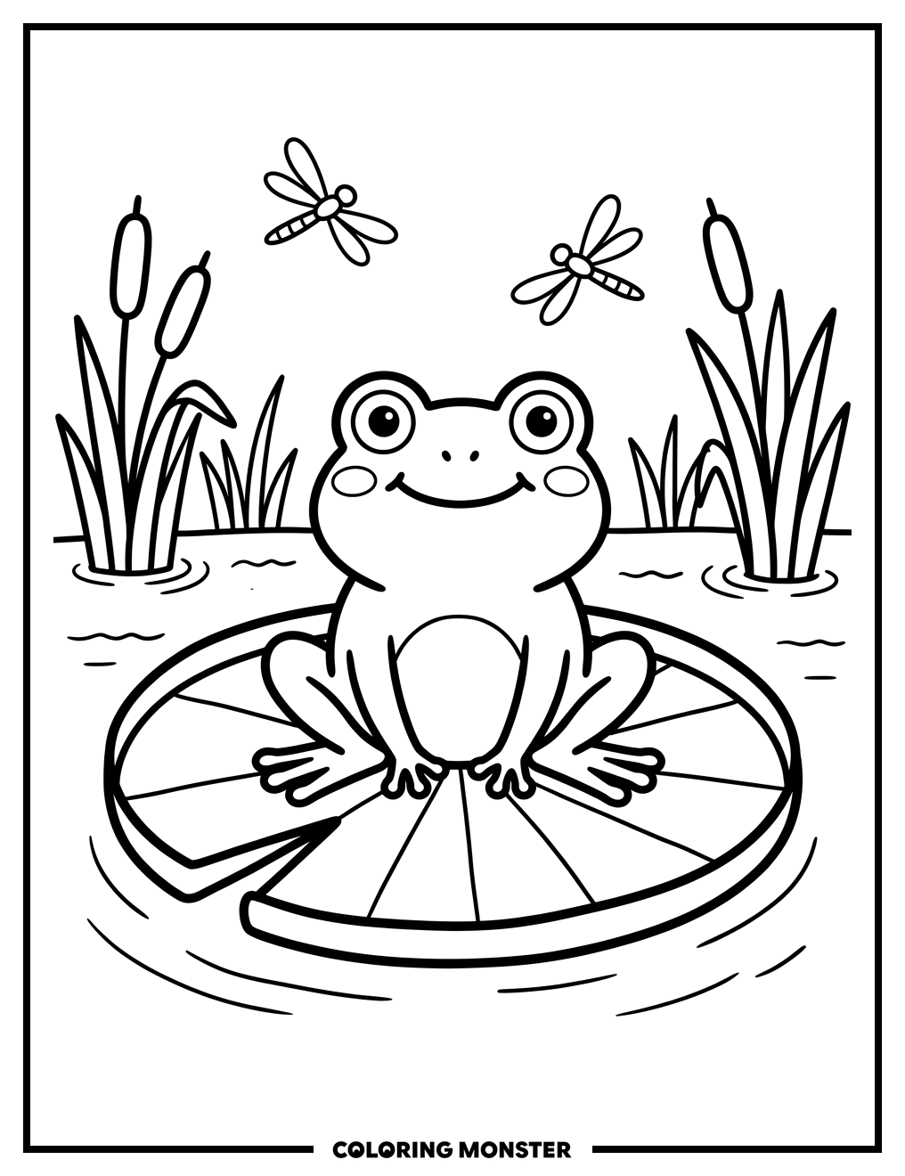 Frog On A Lily Pad Coloring Page