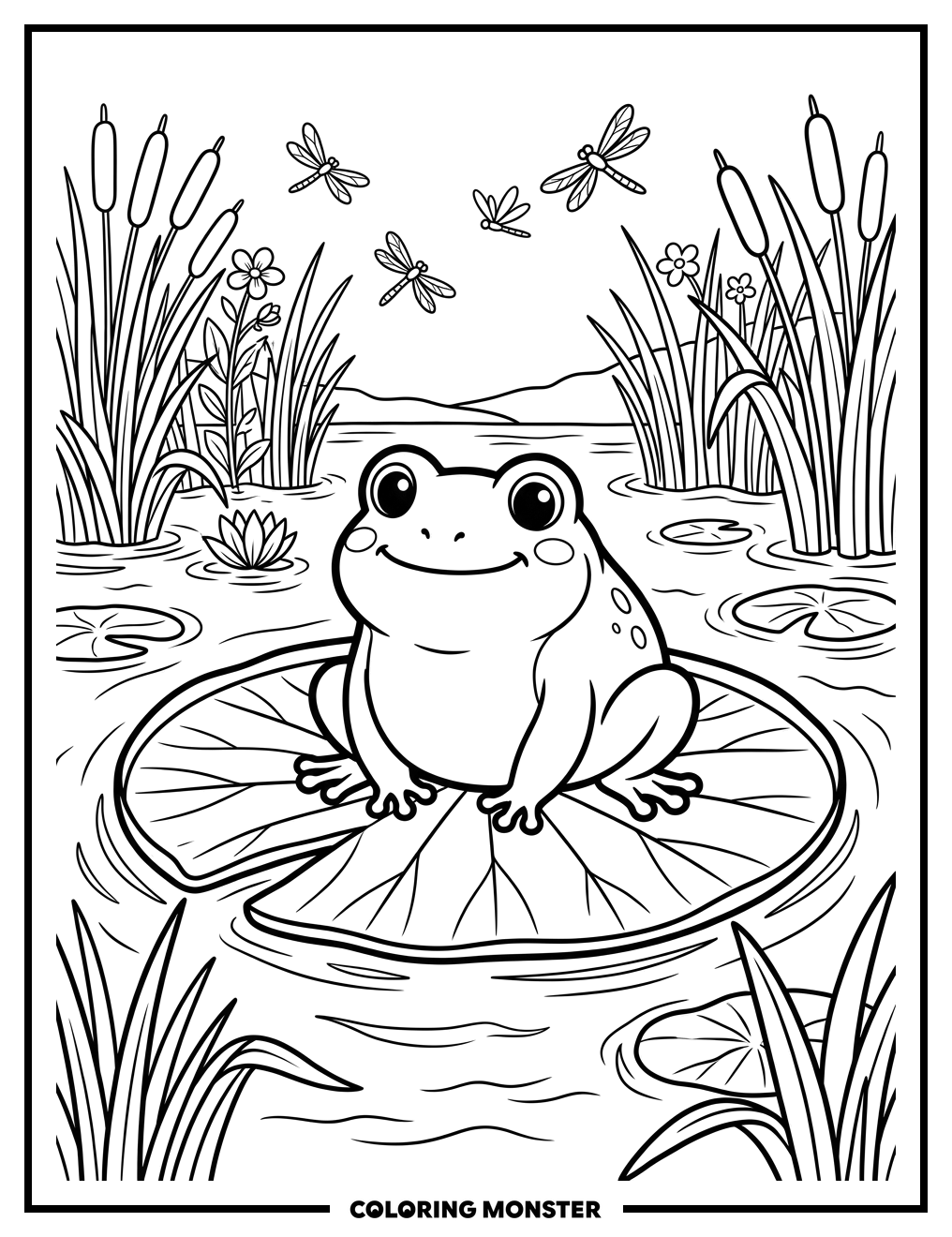 Frog on Lily Pad Coloring Page