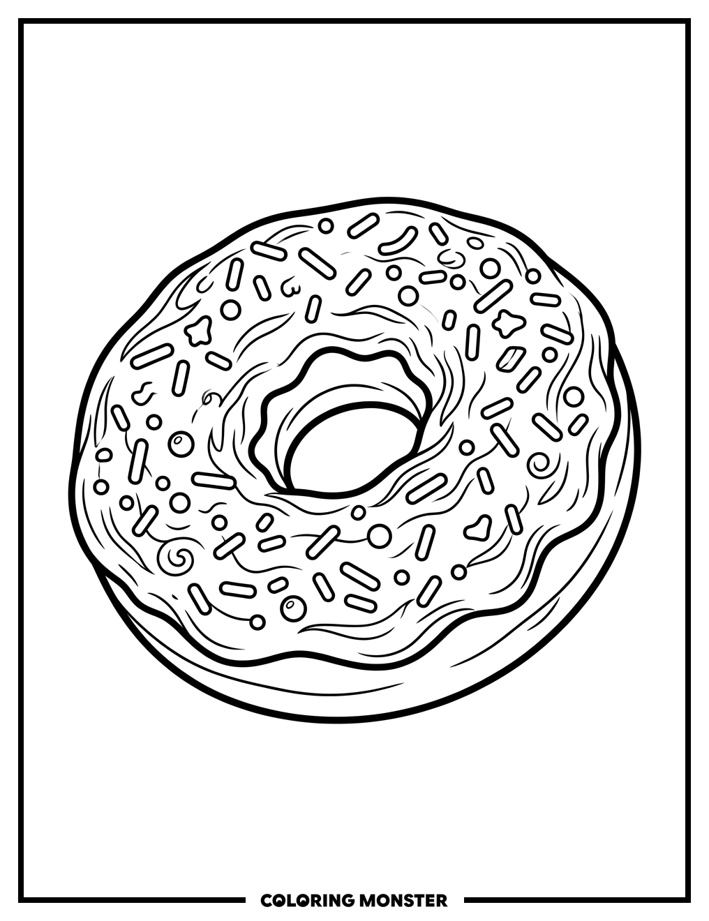 Frosted Donut With Sprinkles Coloring Page