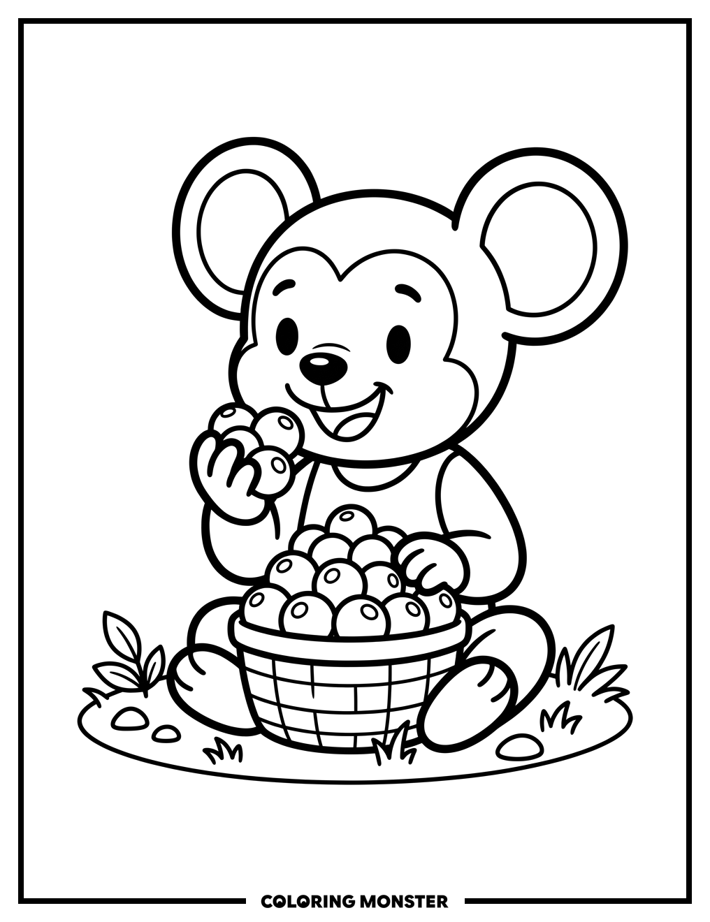 Furry Friend Enjoying Berries Coloring Page