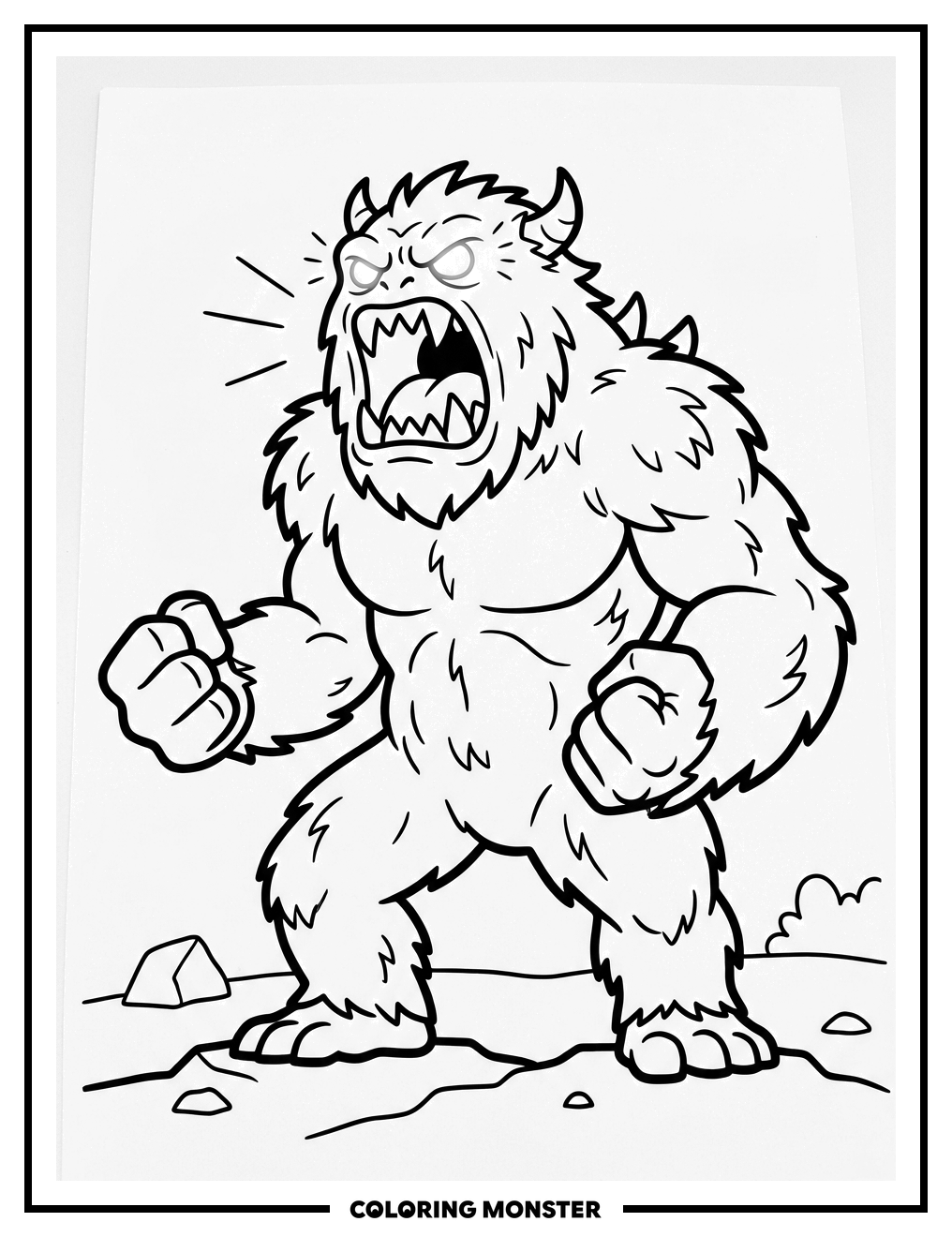 Furry Monster Roaring Coloring Page