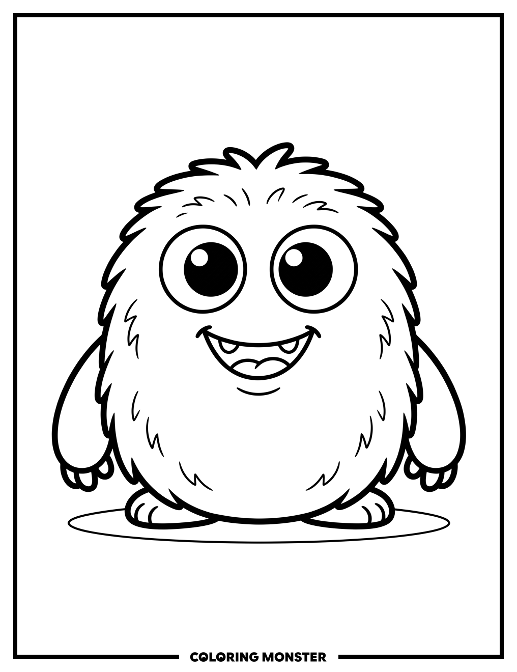 Fuzzy Monster Sitting Coloring Page