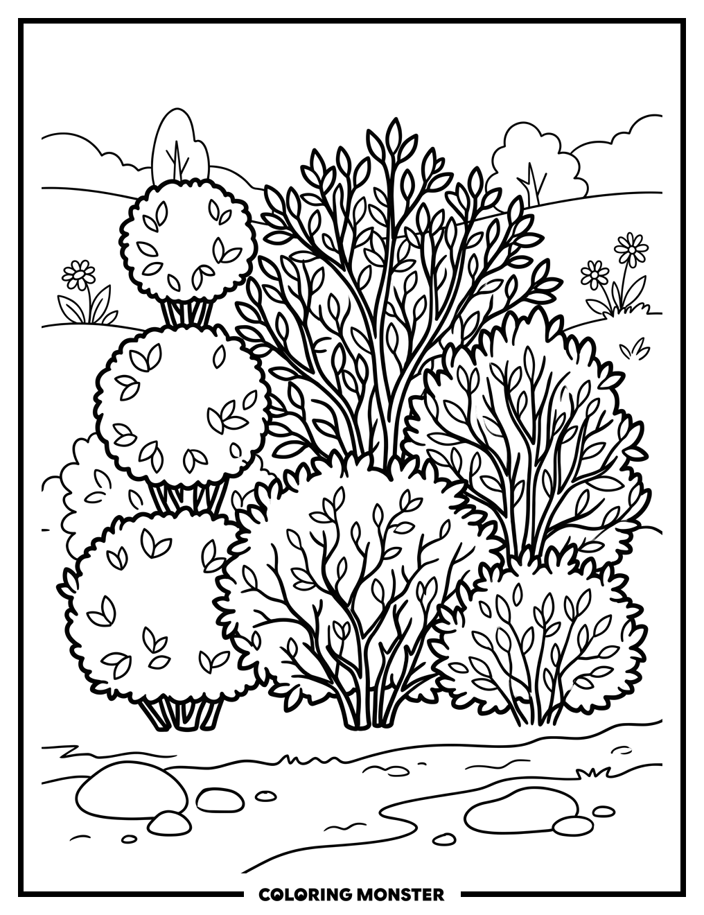 Garden Bushes Coloring Page