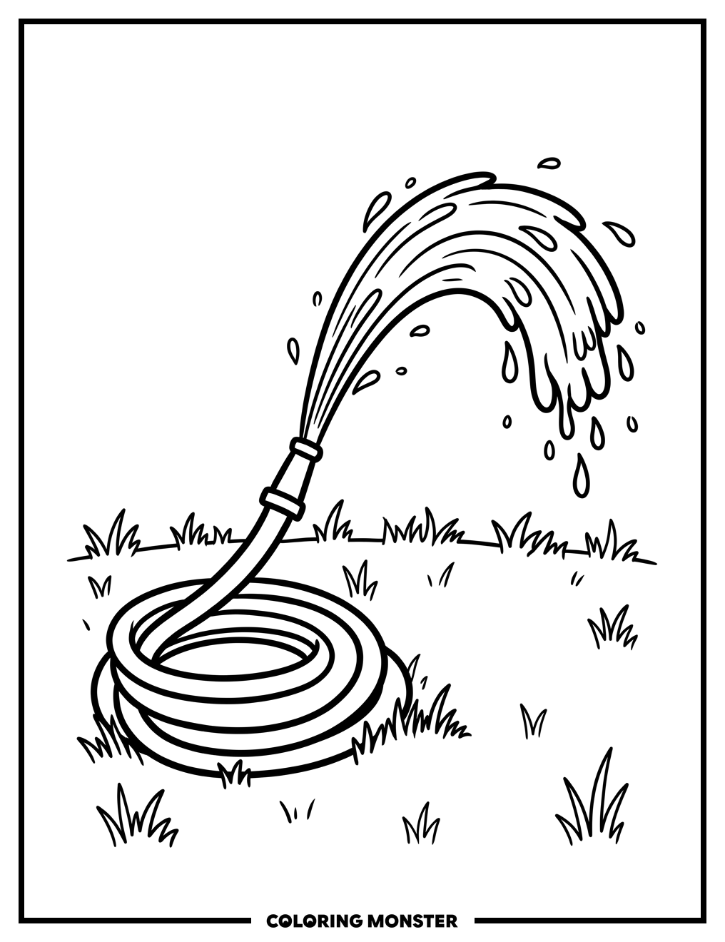 Garden Hose Sprays Water Coloring Page