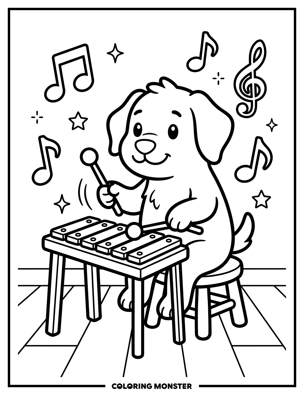 Gazoon Playing a Xylophone Coloring Page