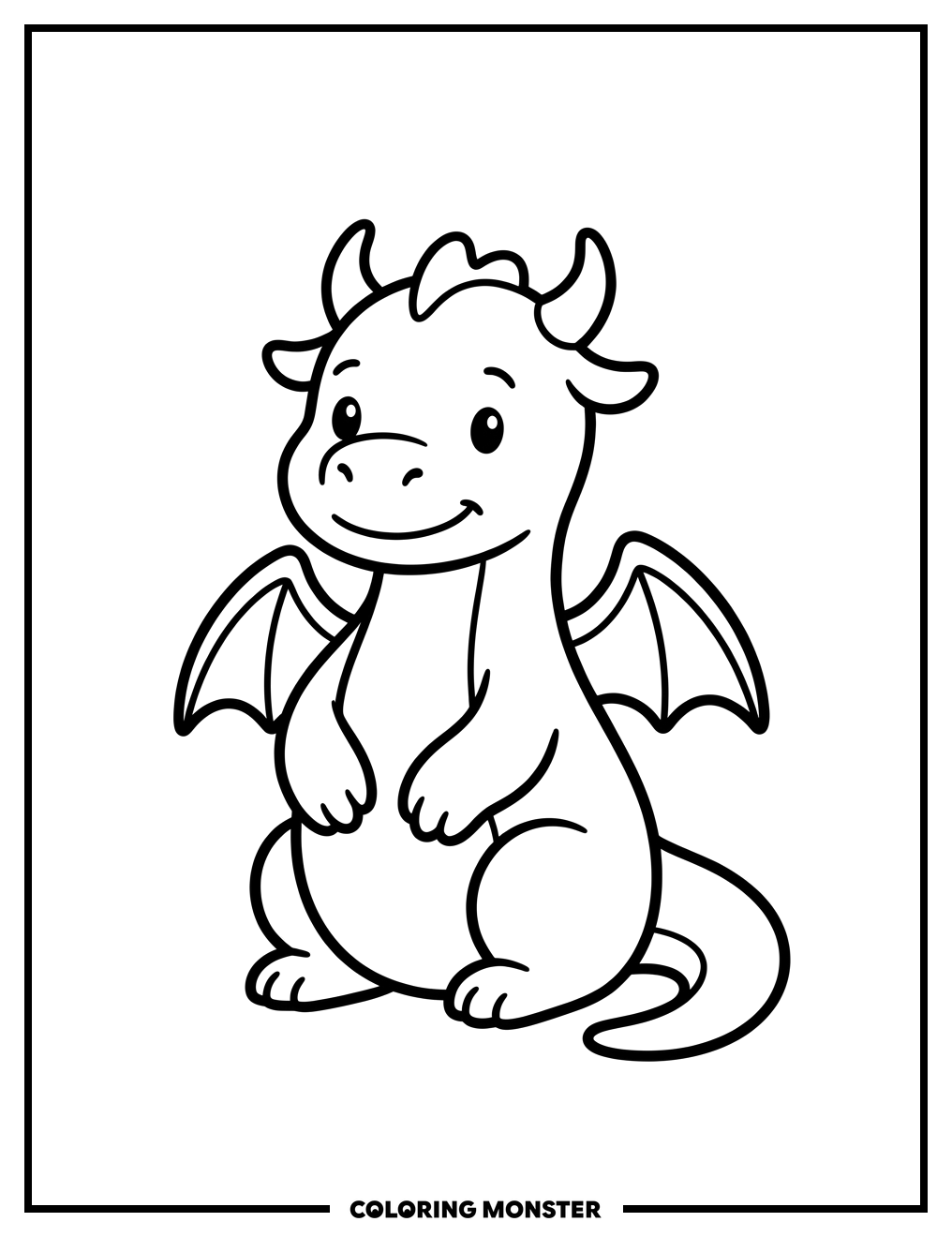 Gentle Dragon Waiting Patiently Coloring Page