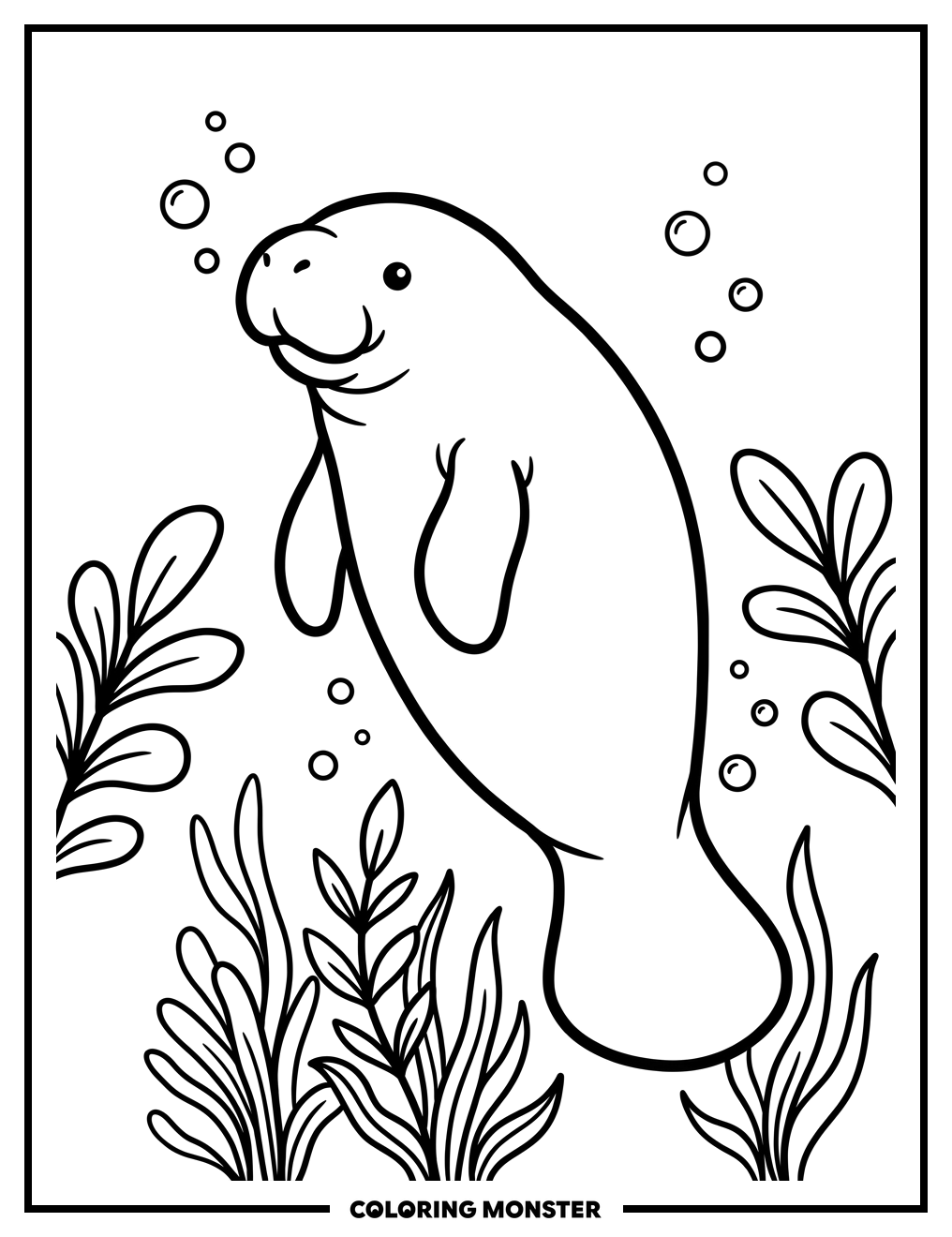 Gentle Manatee Swimming Coloring Page