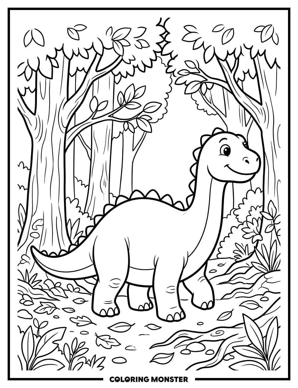 Gentle Tralaladon in Sunny Forest Coloring Page