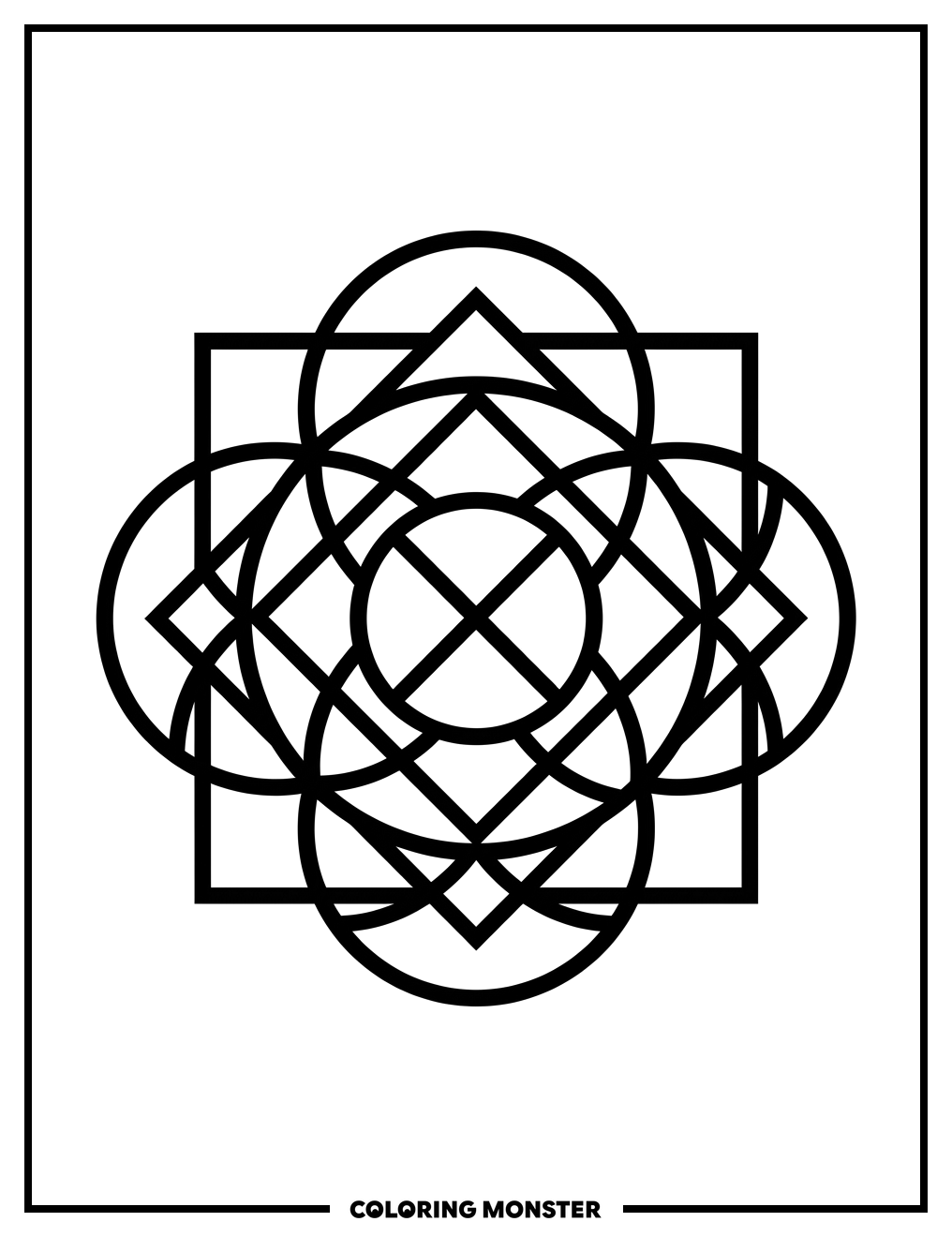 Geometric Abstract Logo Shape Coloring Page