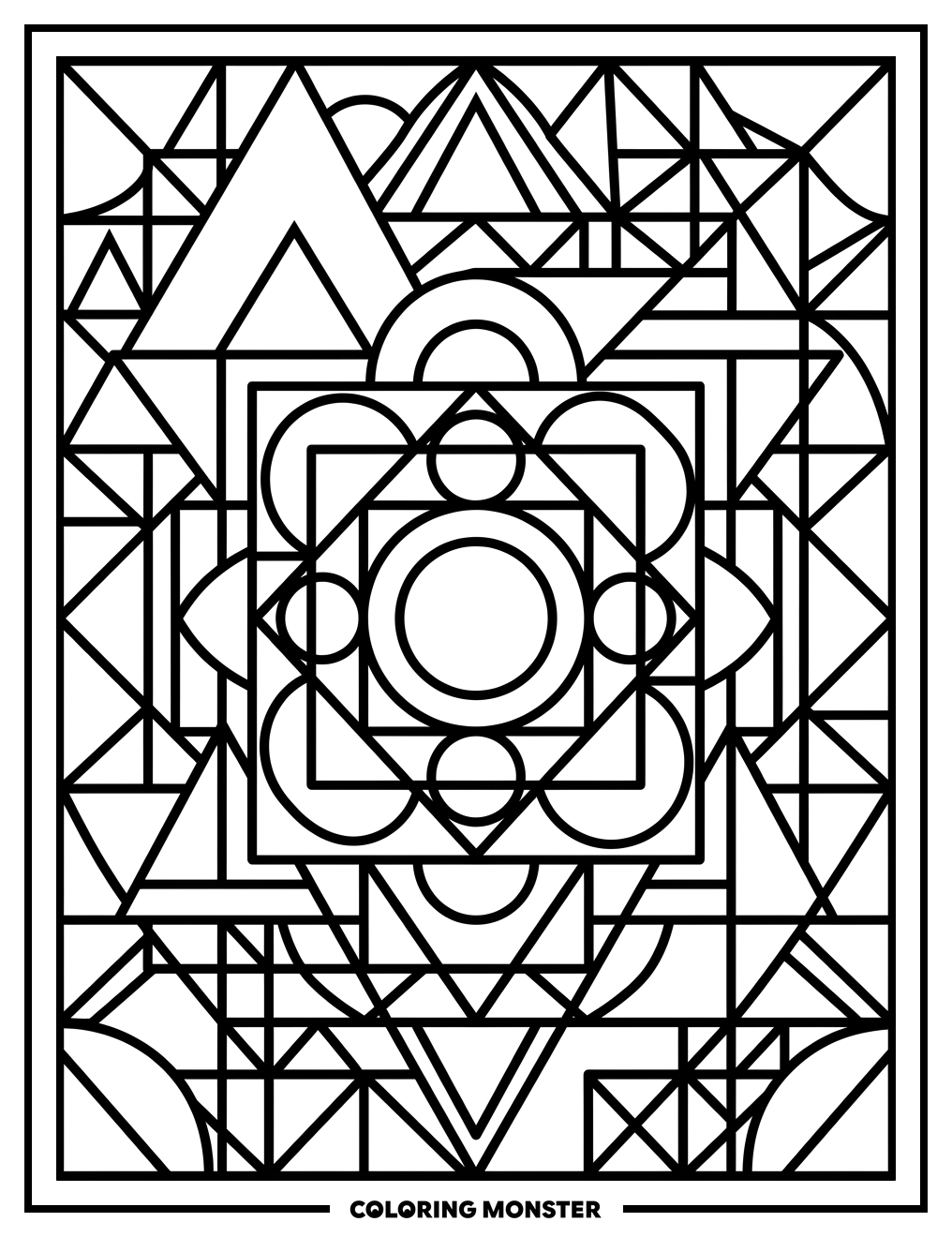 Geometric Abstract Pattern Coloring Page