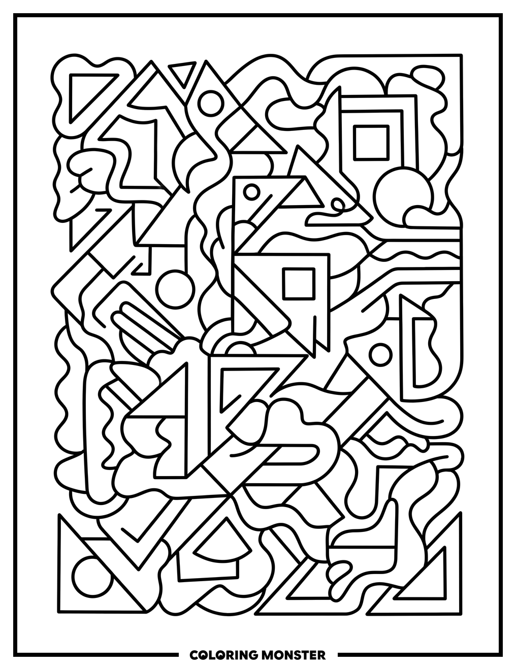Geometric and Organic Patterns Coloring Page