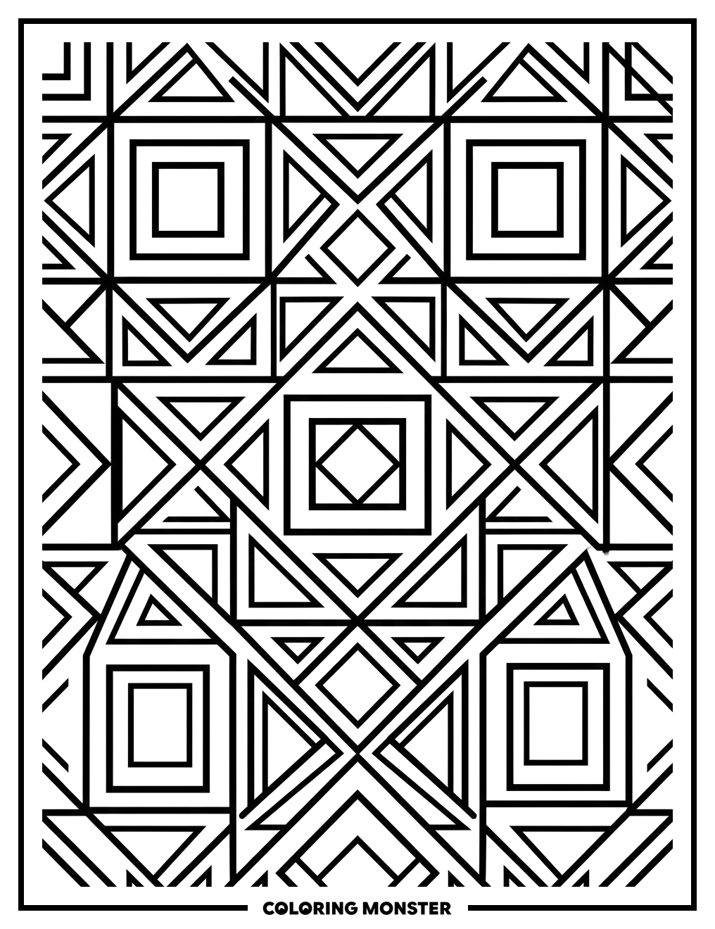 Geometric Floor Pattern Coloring Page
