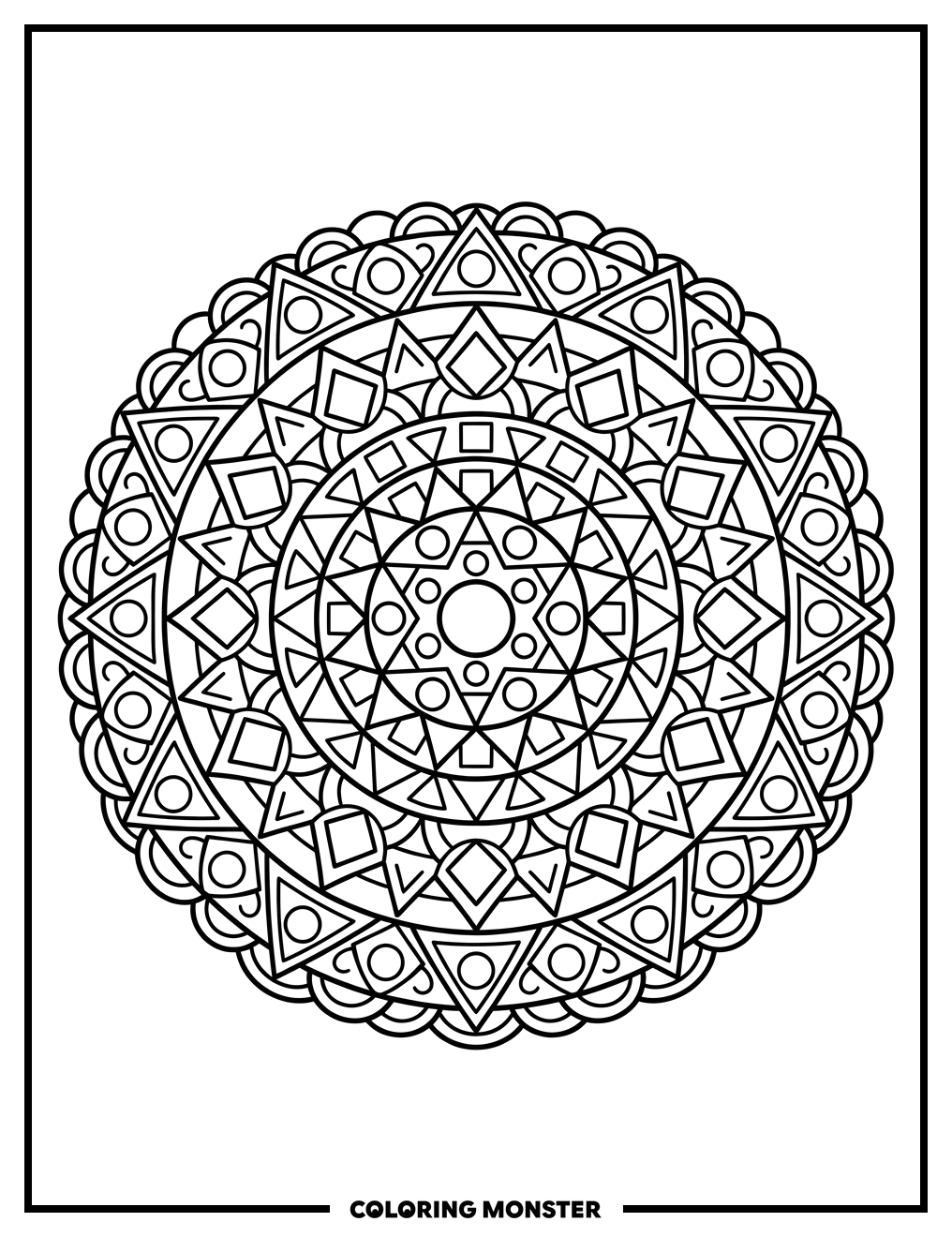 Geometric Mandala Art Coloring Page
