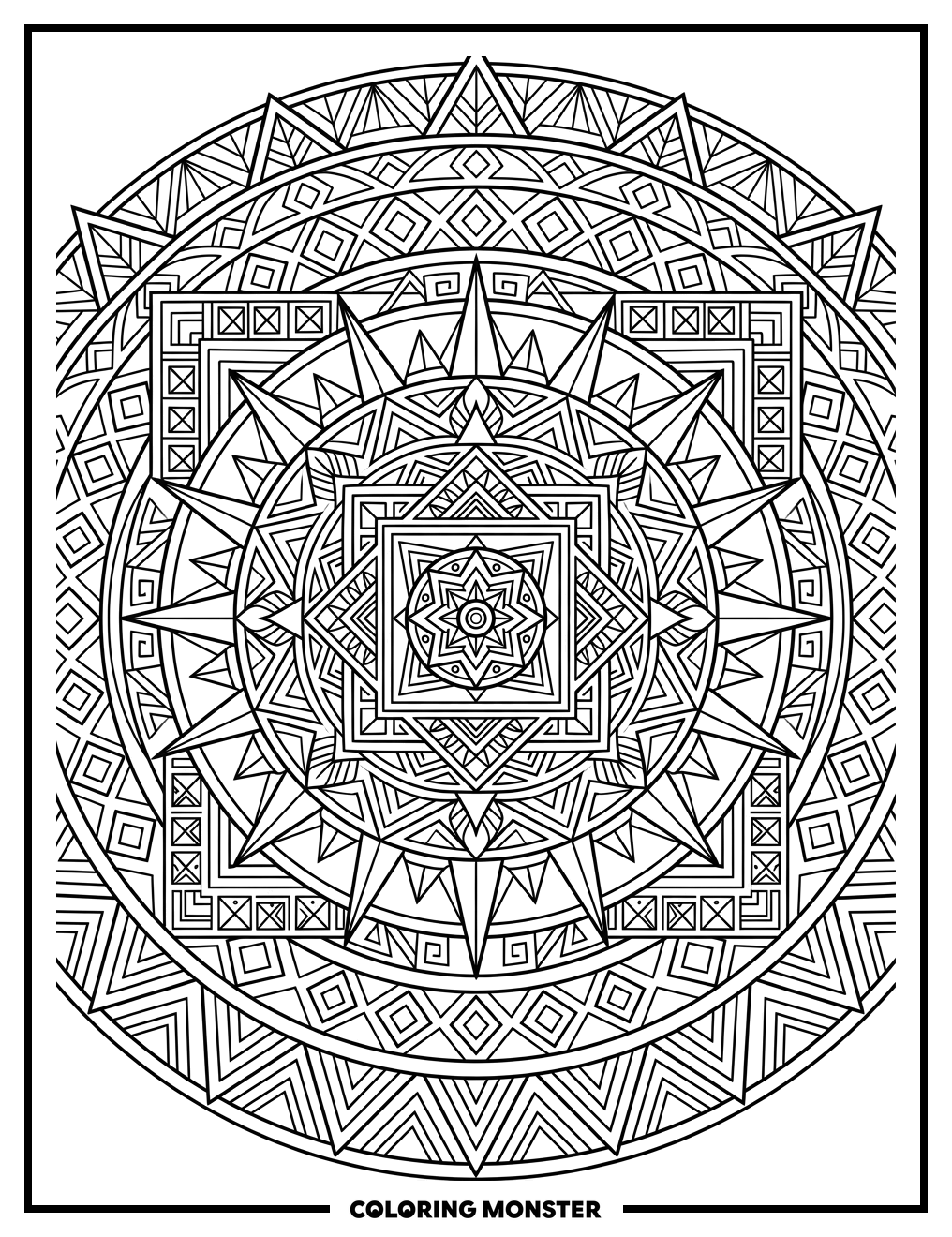 Geometric Mandala Art Coloring Page