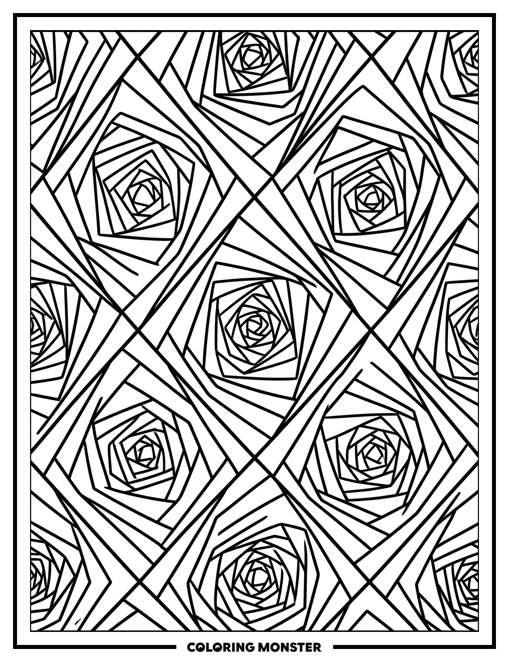Geometric Optical Illusion Pattern Coloring Page
