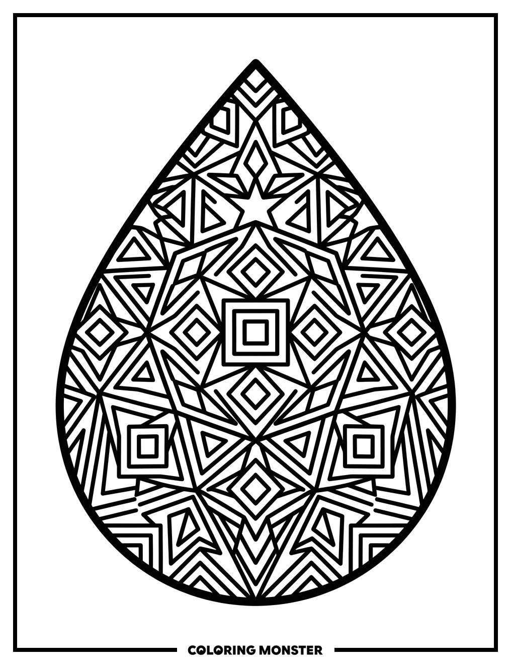 Geometric Pattern Inside Simple Shape Coloring Page