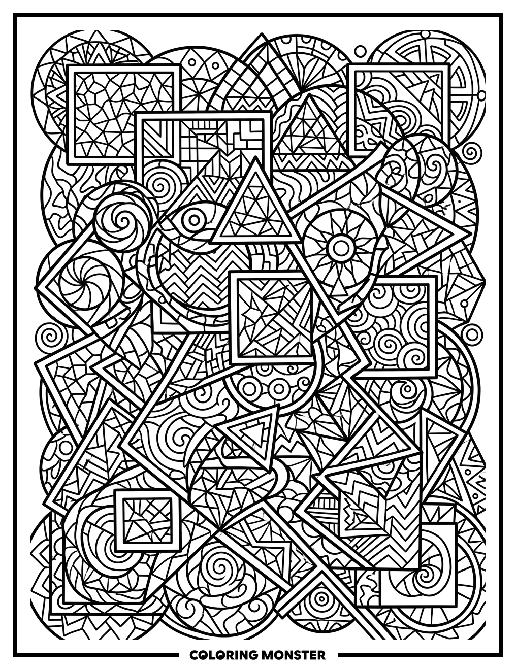 Geometric Shape Patterns Coloring Page