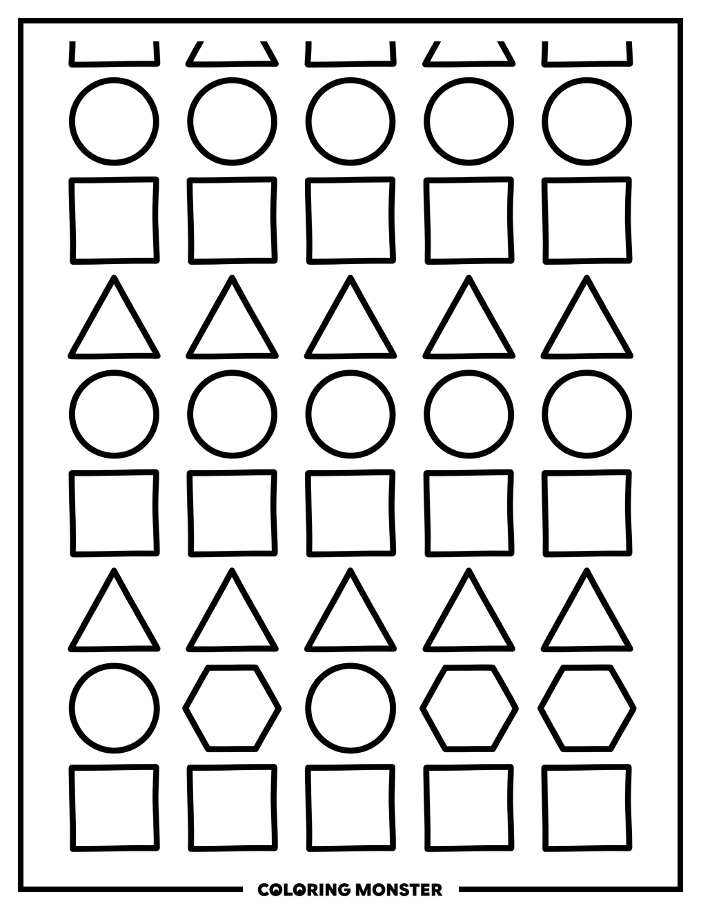 Geometric Shape Stencil Pattern Coloring Page