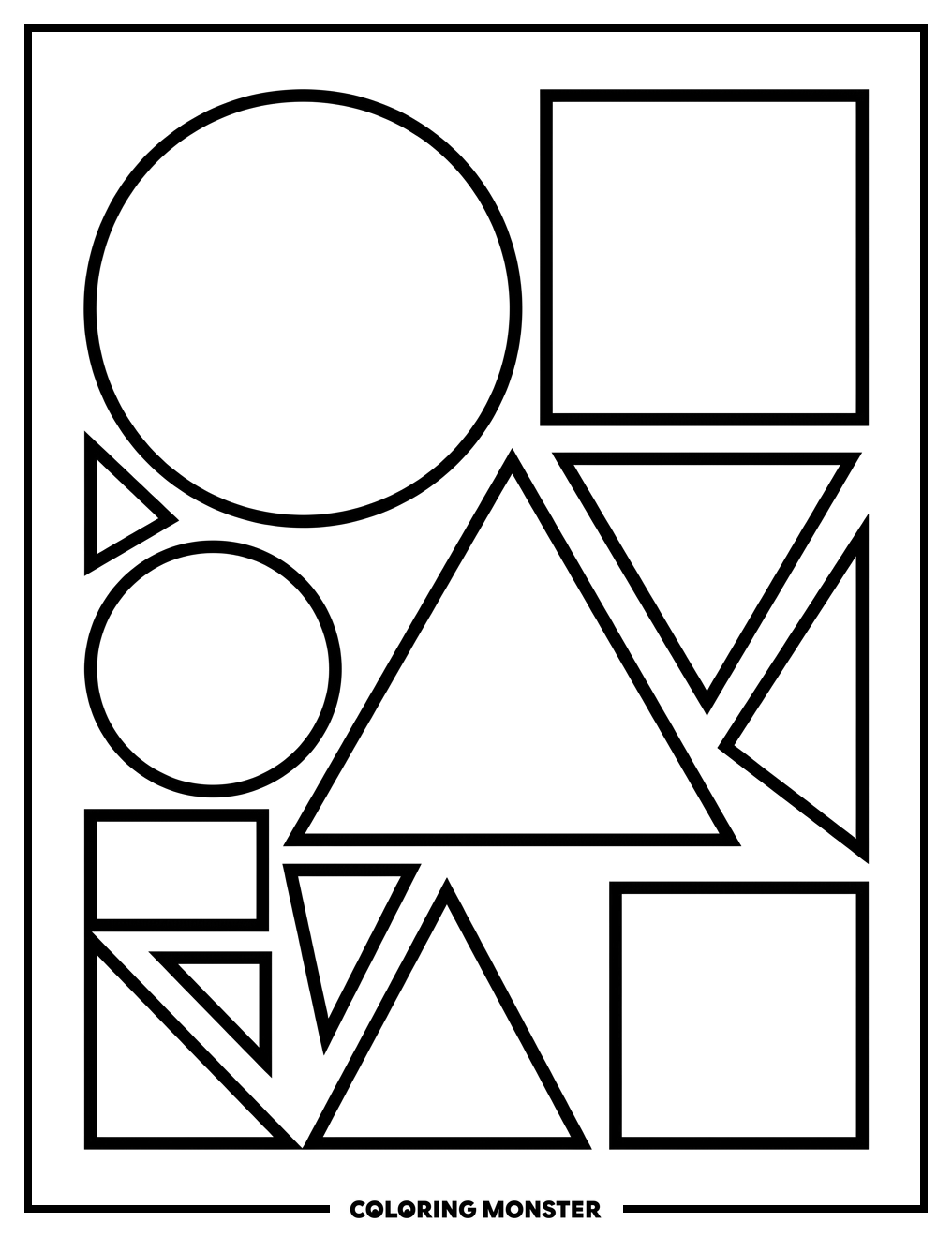 Geometric Shapes Composition Coloring Page