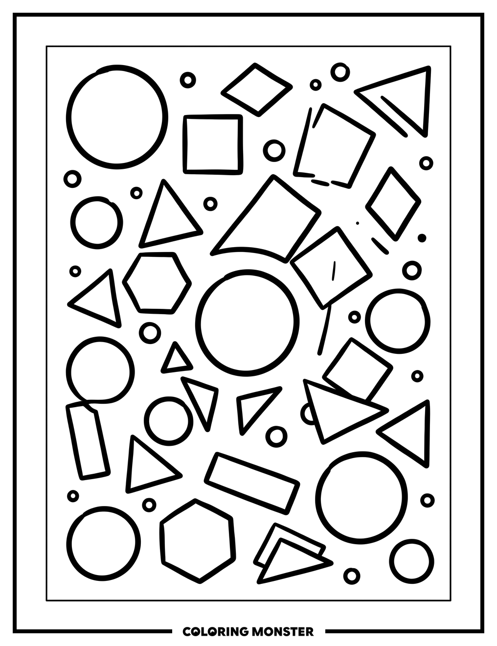 Geometric Shapes In Space Coloring Page
