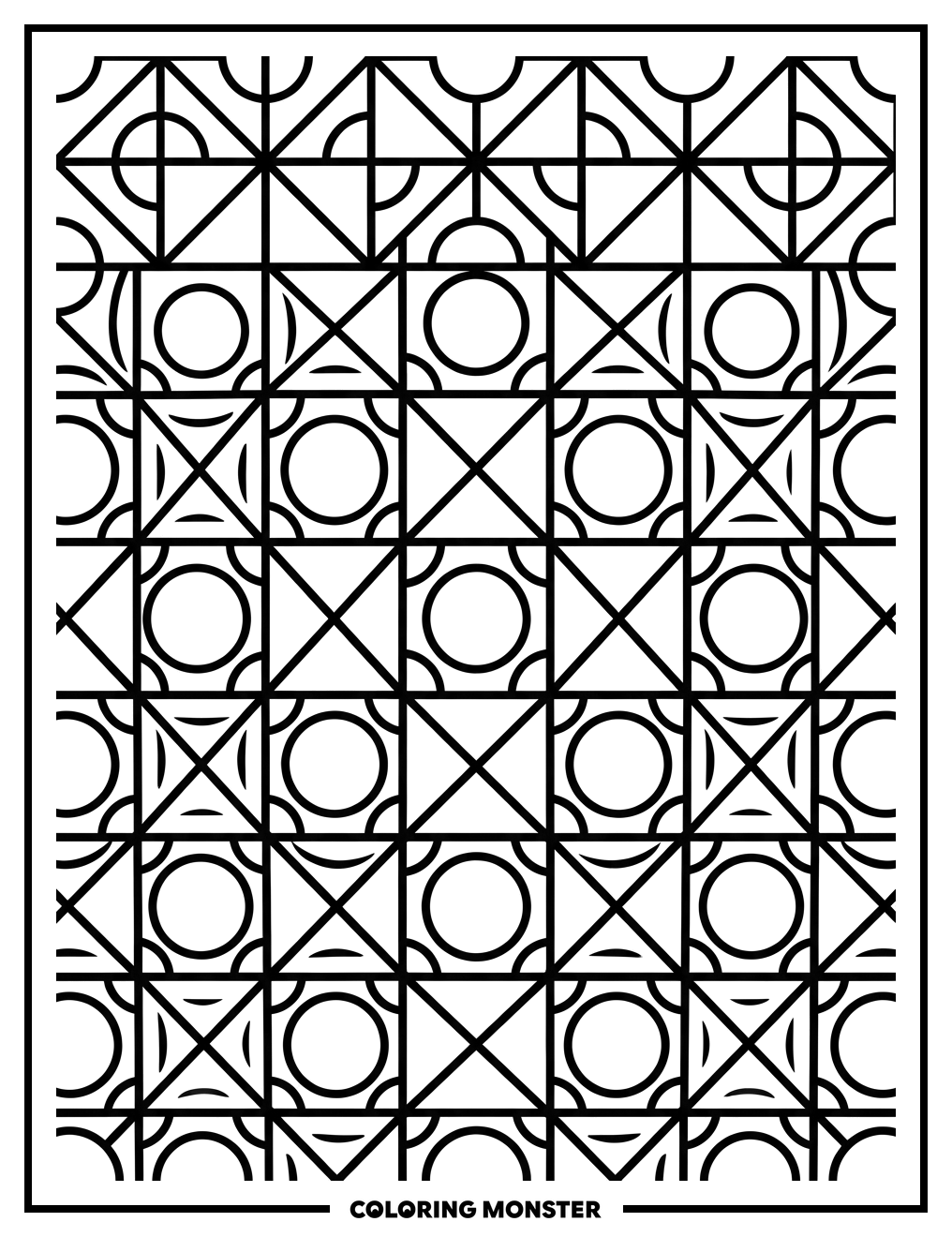 Geometric Shapes Pattern Coloring Page
