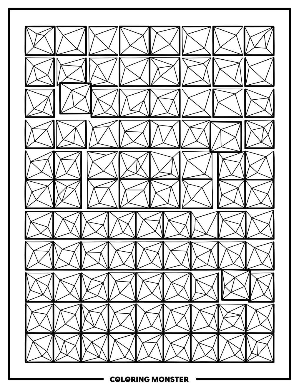 Geometric Square Grid Coloring Page