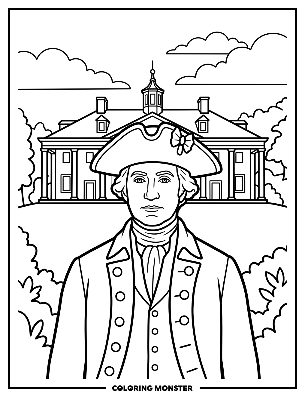 George Washington At Mount Vernon Coloring Page