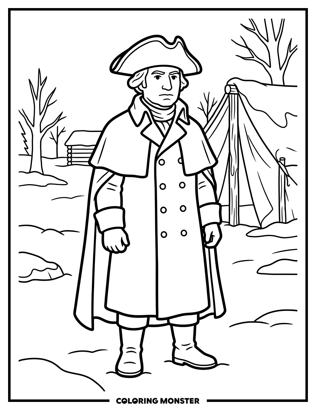 George Washington at Valley Forge Coloring Page