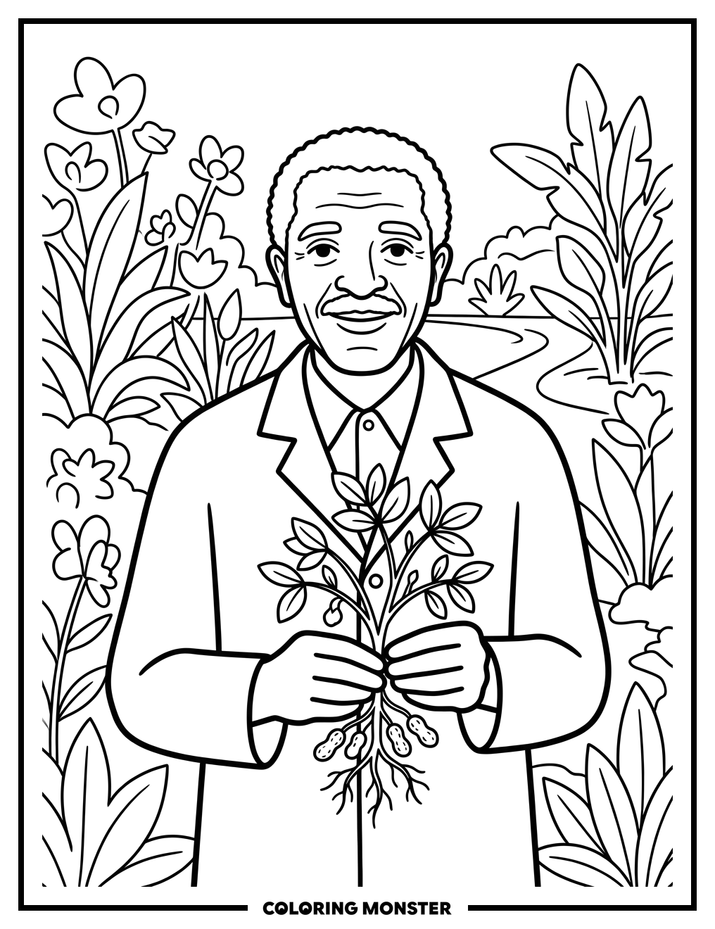 George Washington Carver In Garden Coloring Page