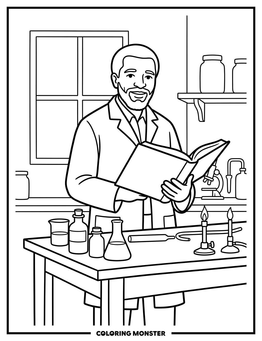 George Washington Carver in His Lab Coloring Page