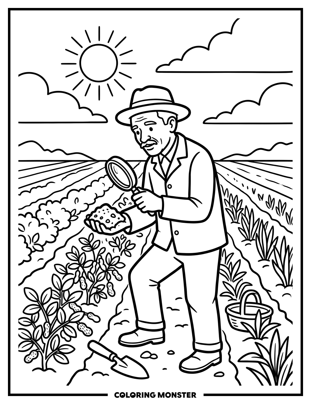 George Washington Carver Inspects Soil Coloring Page