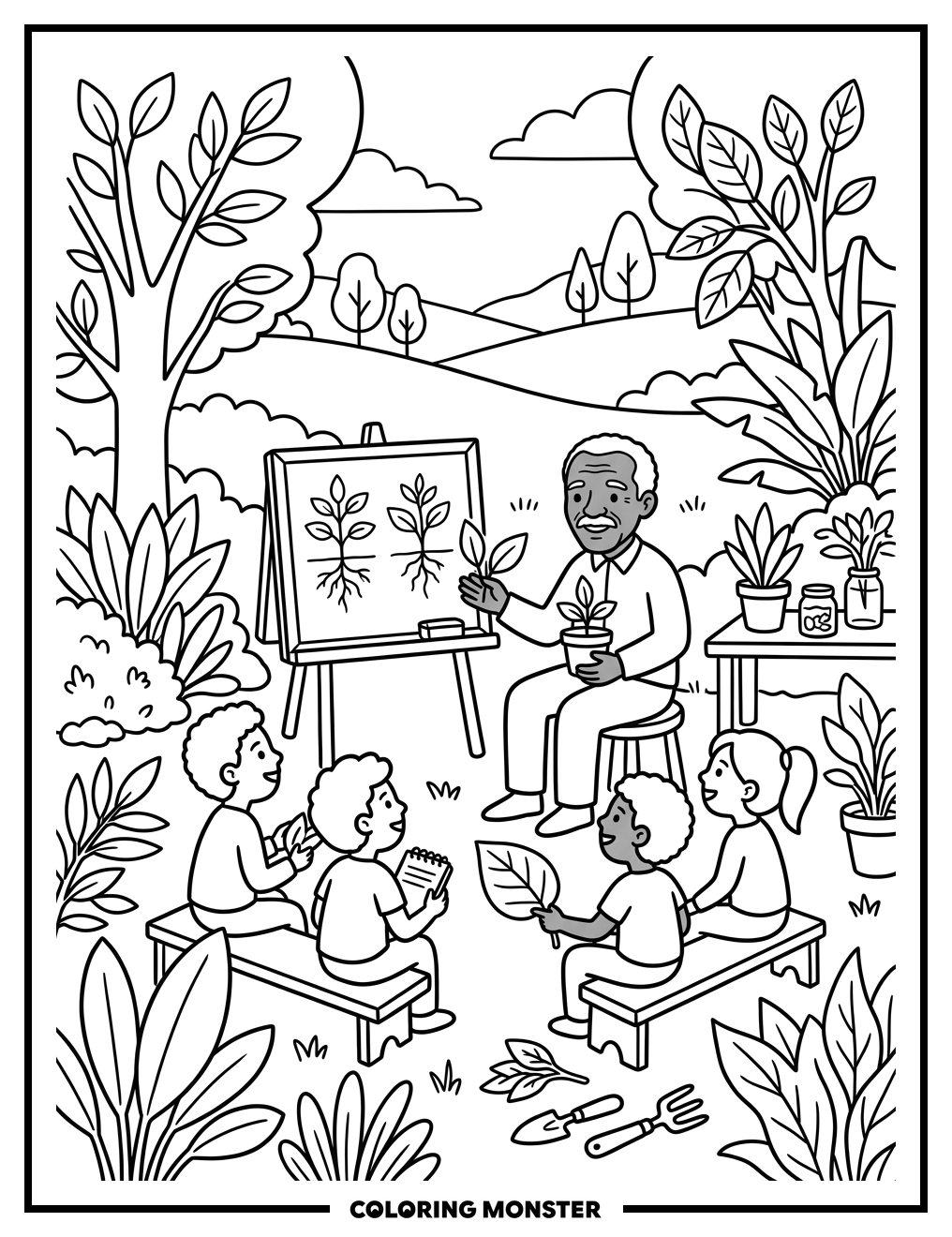 George Washington Carver Teaching Students Coloring Page