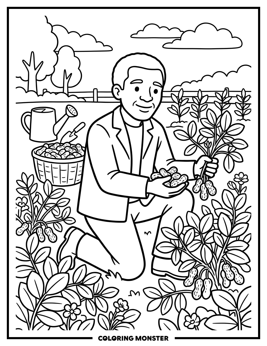 George Washington Carver With Peanuts Coloring Page