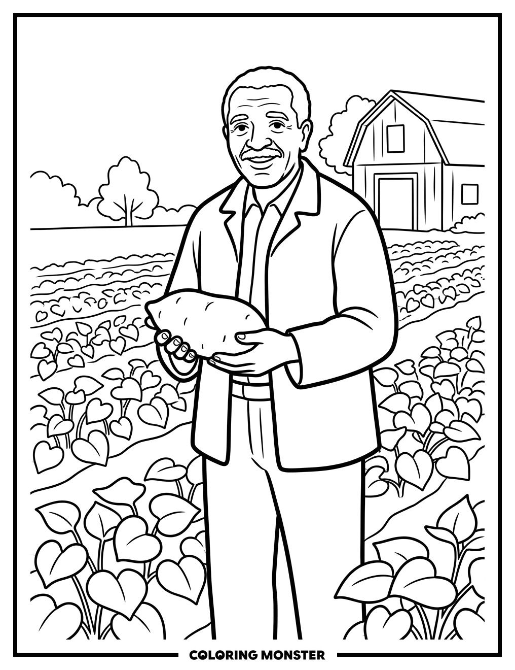 George Washington Carver with Sweet Potatoes Coloring Page