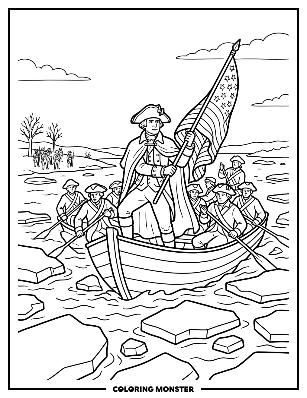 George Washington Crossing the Delaware Coloring Page