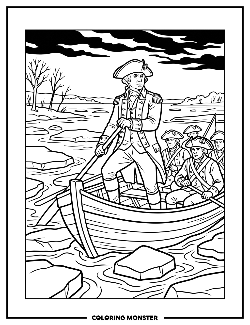 George Washington Crossing The Delaware River Coloring Page