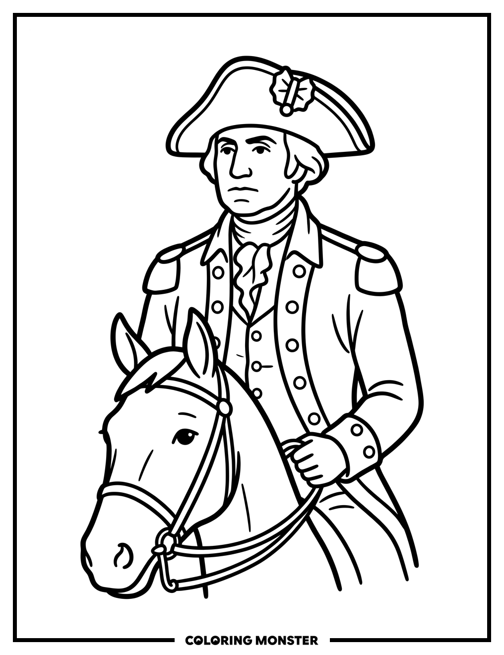 George Washington on Horseback Coloring Page