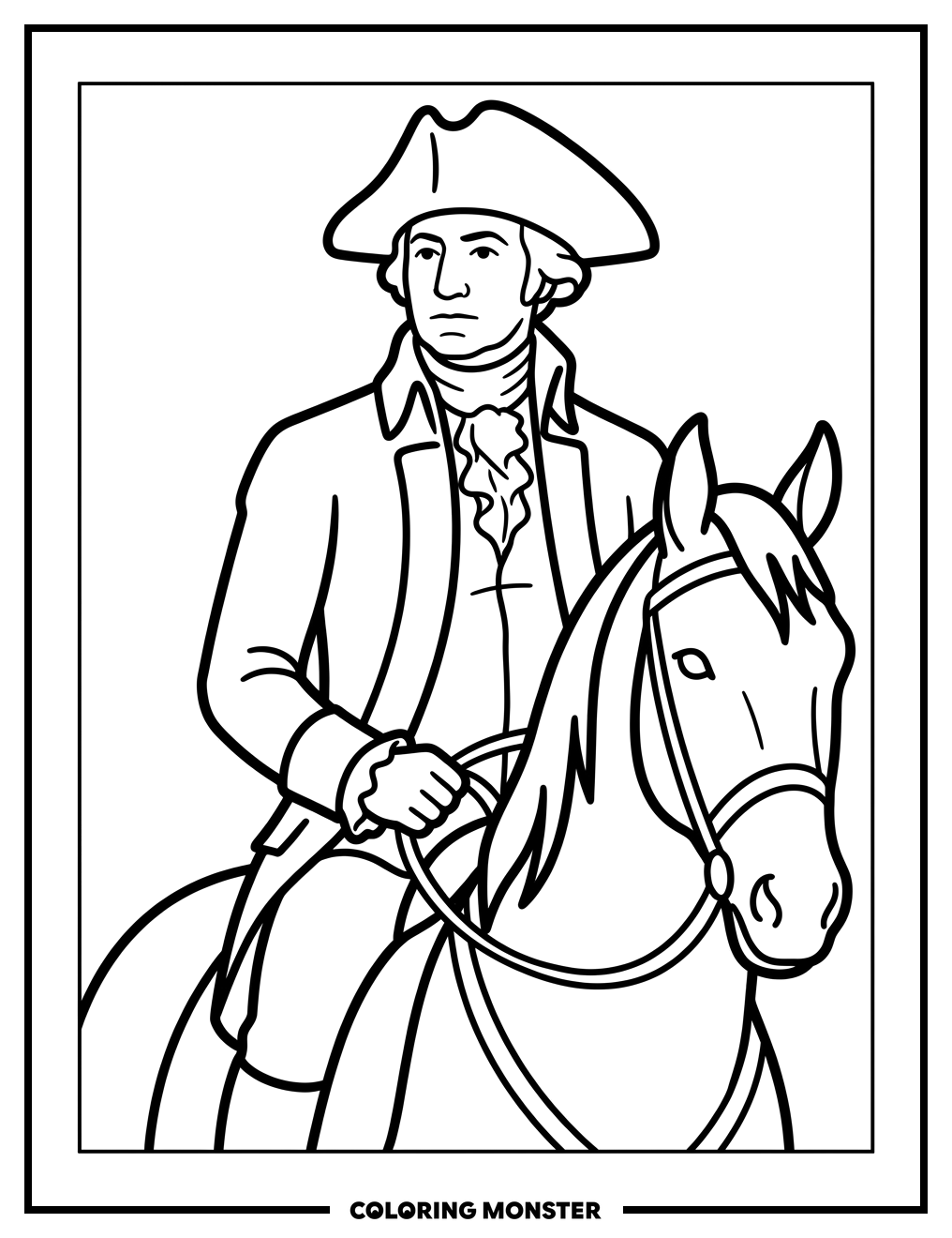 George Washington on Horseback Coloring Page